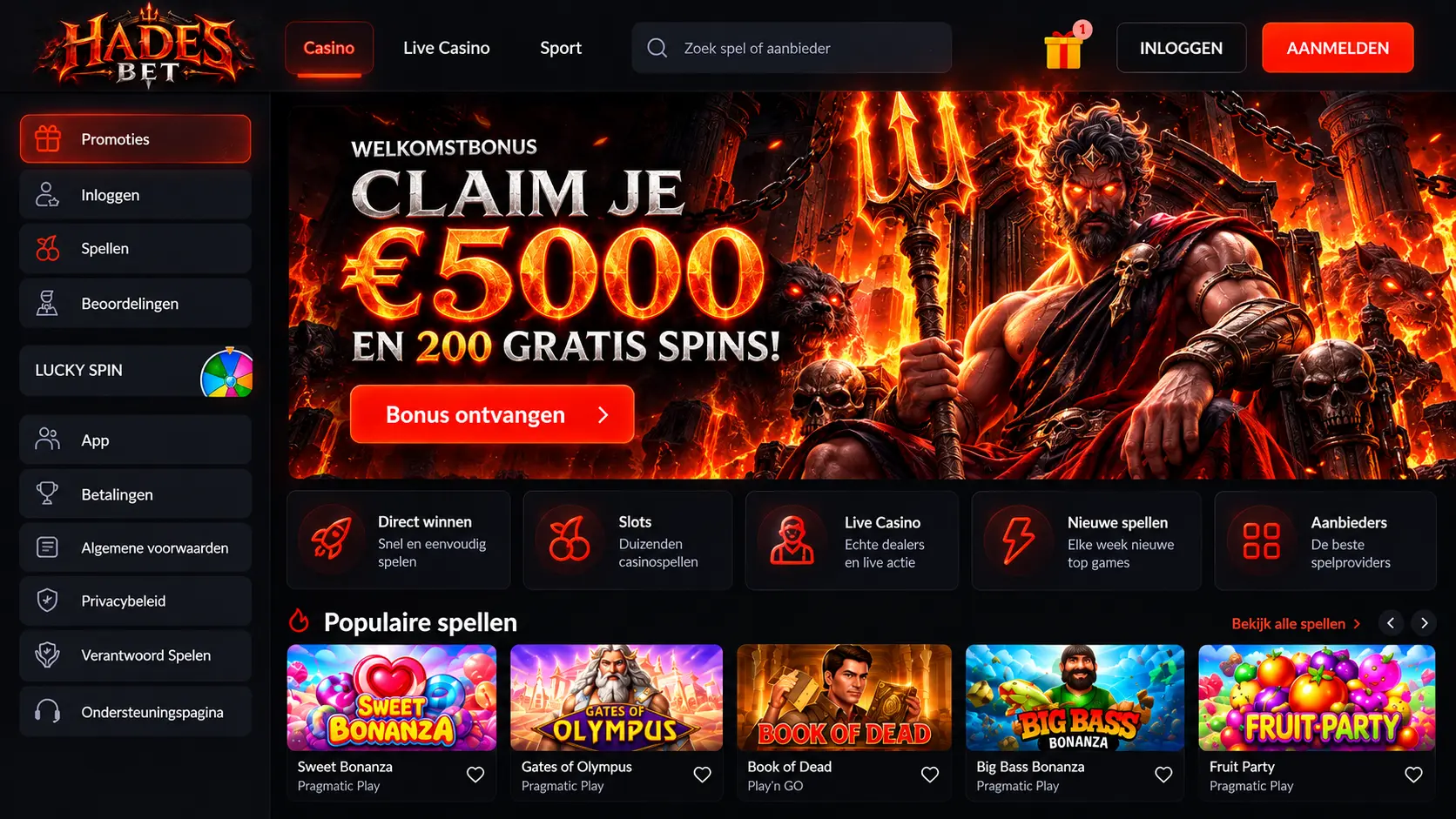 Hadesbet Casino Nederland: Spelaanbod, Live Tafels en Betalingen image 1