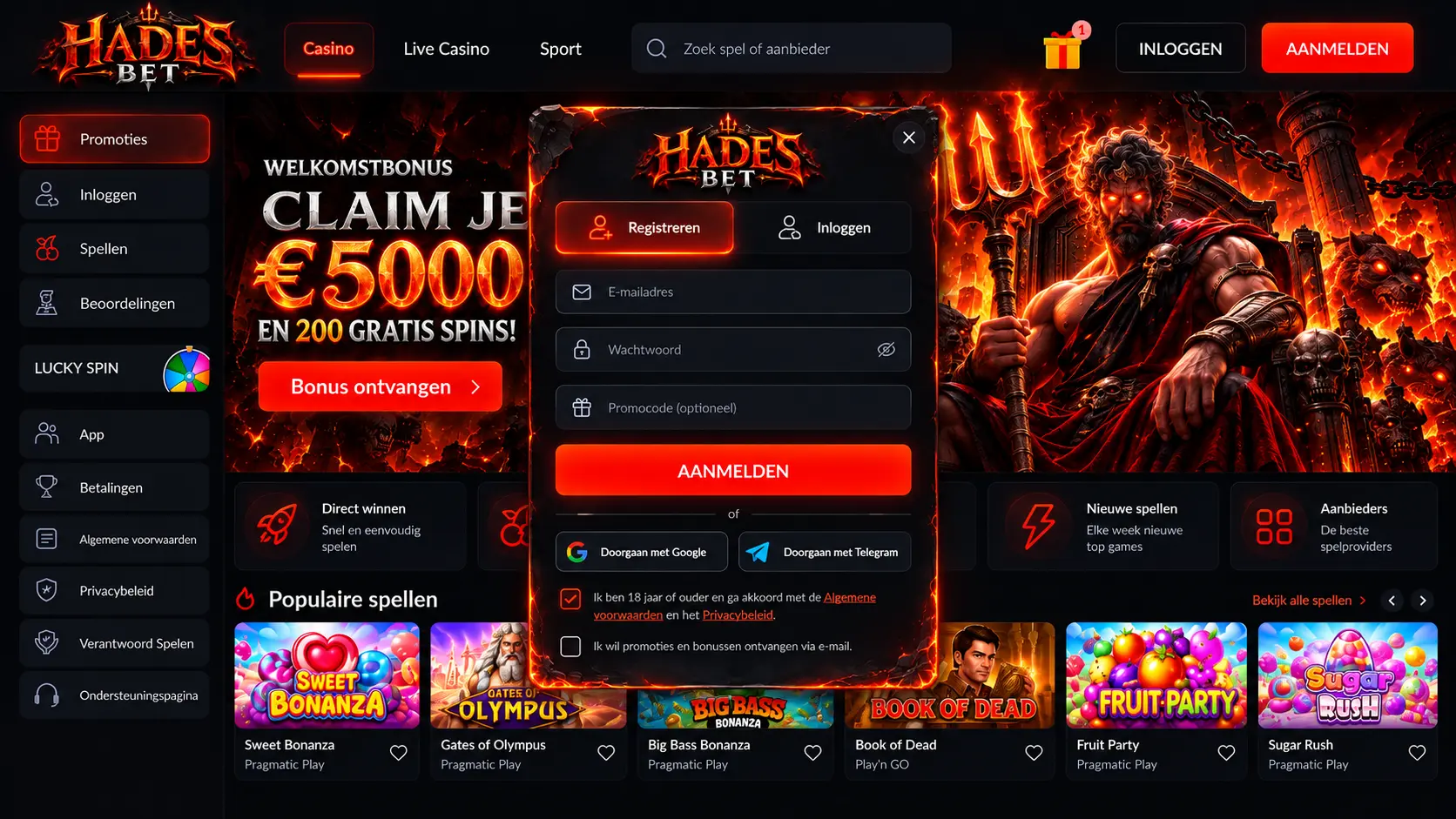 Hadesbet Casino Nederland: Spelaanbod, Live Tafels en Betalingen image 2